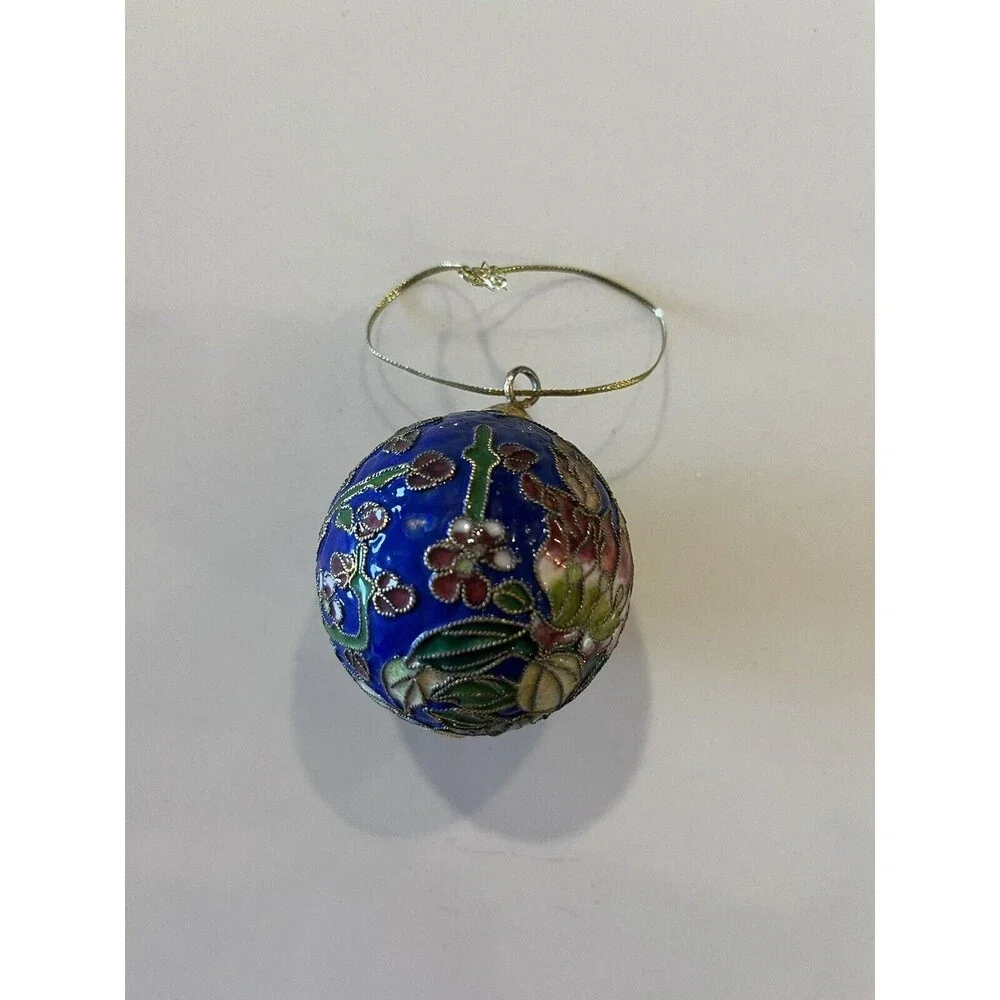 Vintage Cloisonné Christmas Tree Ornament Multicolored Enamel, 3-1/2